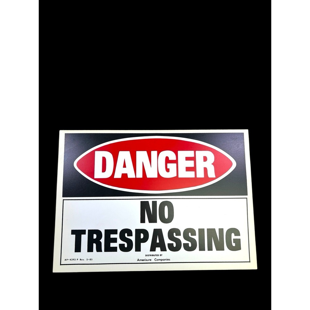 "DANGER NO TRESPASSING" Vinyl Sign For Job Site Business Indoor Sign NOS 10x26
